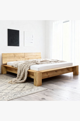 Massives Eichenholzbett 180x200 cm Naturholz robust stabil